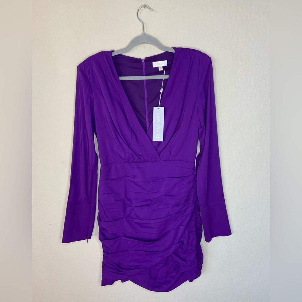 NWT Ronny Kobo Mariana Mini Purple Dress Draped Size M - Picture 9 of 13